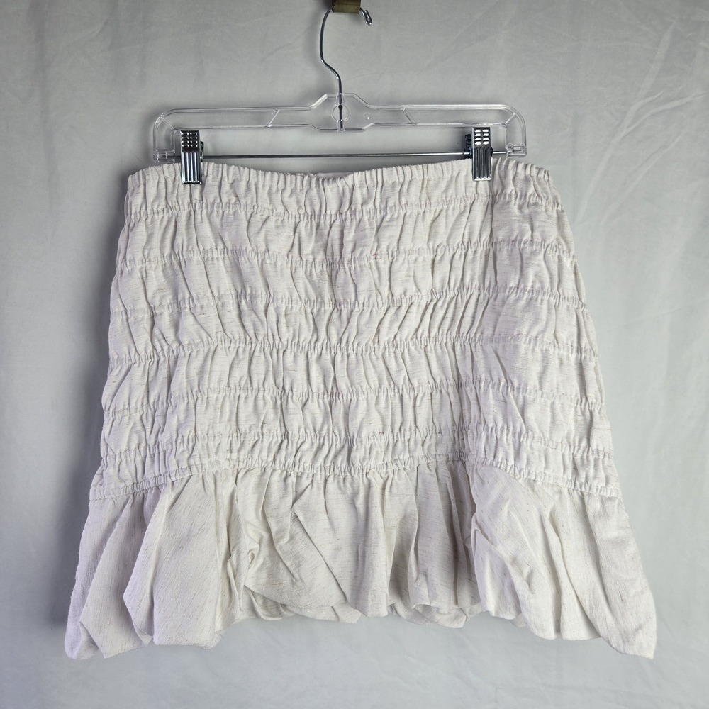 Leith White Drop Waist Bubble Hem Textured Mini Skirt Womens XL Festival Fairy